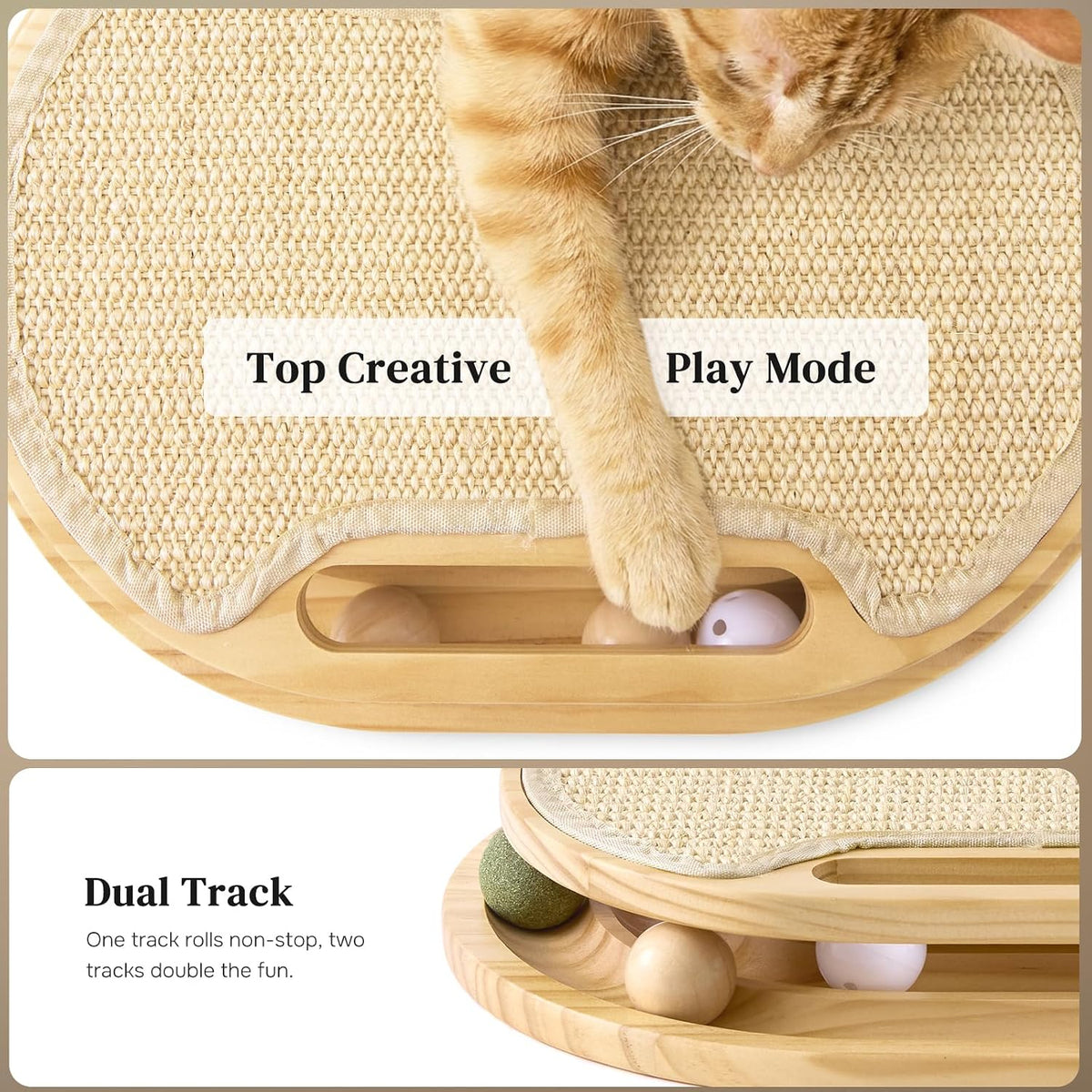 Cat Scratcher with Ball Track Toy, Sisal Scratch Pad for Indoor Use