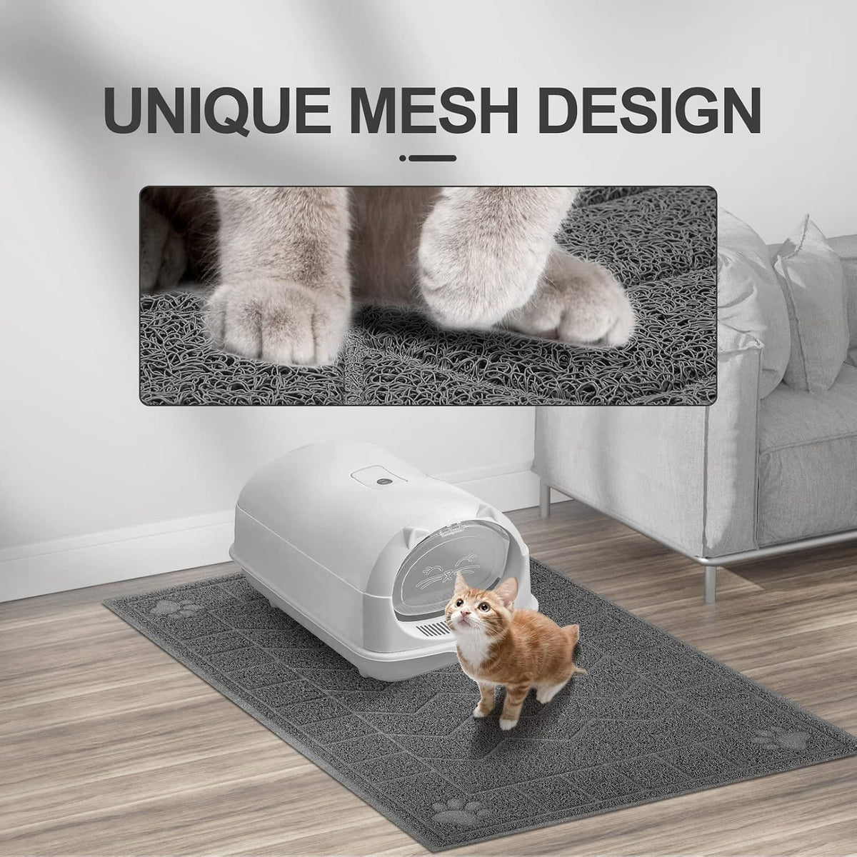 Cat Litter Box Mat, 35" x 24" Large Waterproof Litter Trapping Mat