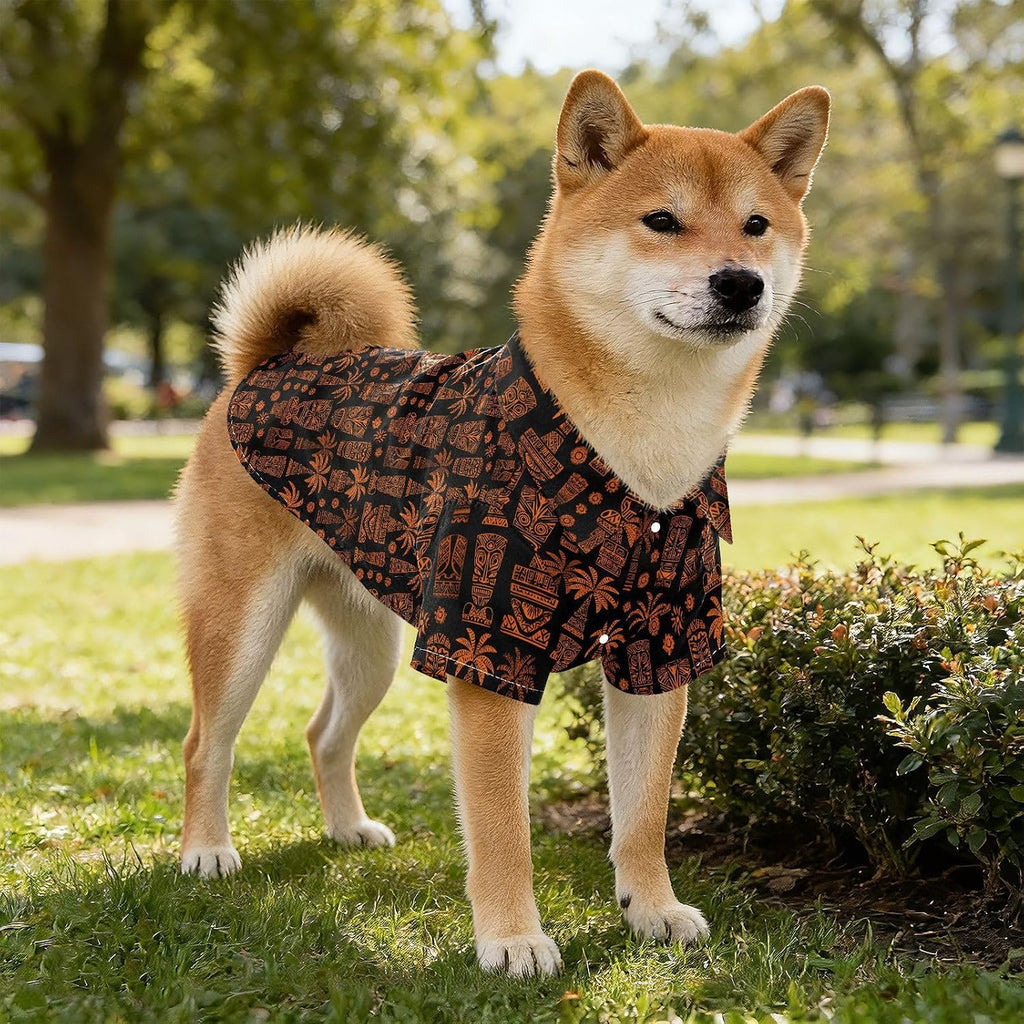 Dog Shirt Tiki Orange Palm Tree Beige Pet Outfit