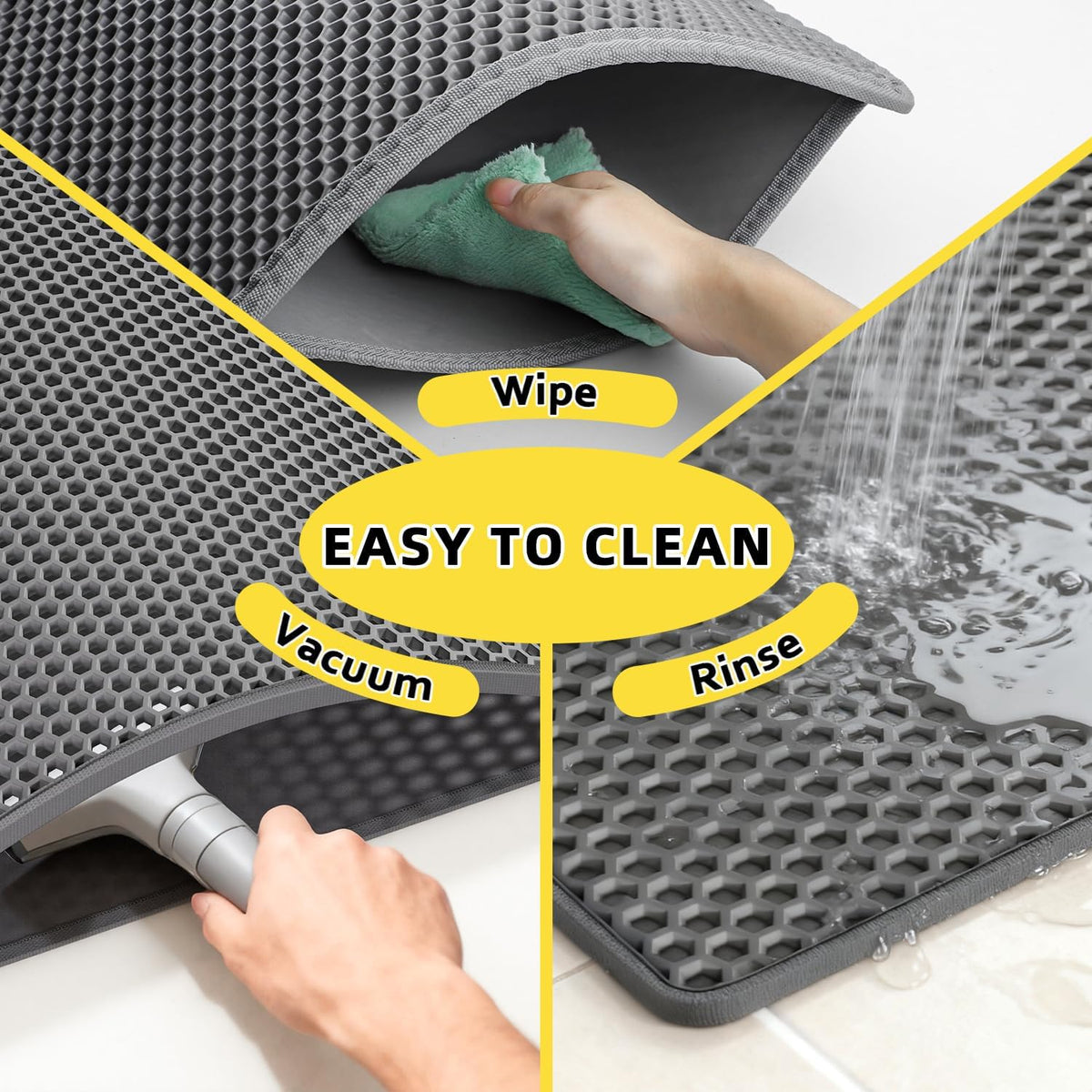 Cat Litter Mat, 30"x24", Waterproof, Easy to Clean (Grey-1Pack)