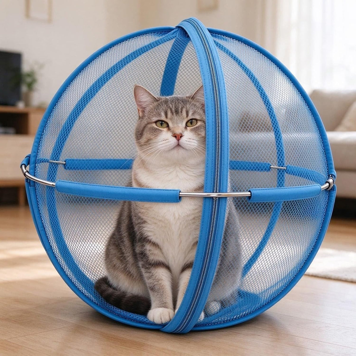 17" Mesh Ball Cat Cage Rolling Cat Playpen Cat Hamster Ball for Outside