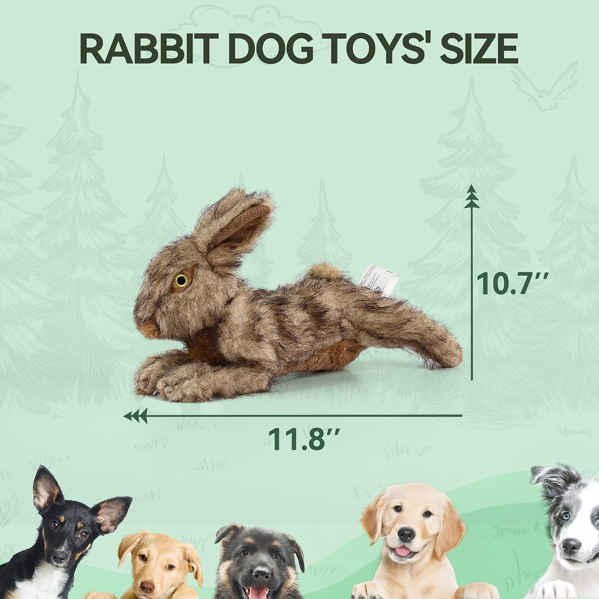 ALL FOR PAWS Rabbit Squeaky Doy Toy, Bunny Dog Toy for Medium Large Breed, Puppy Fetch Toy with Squeaker, Plush Chew Dog