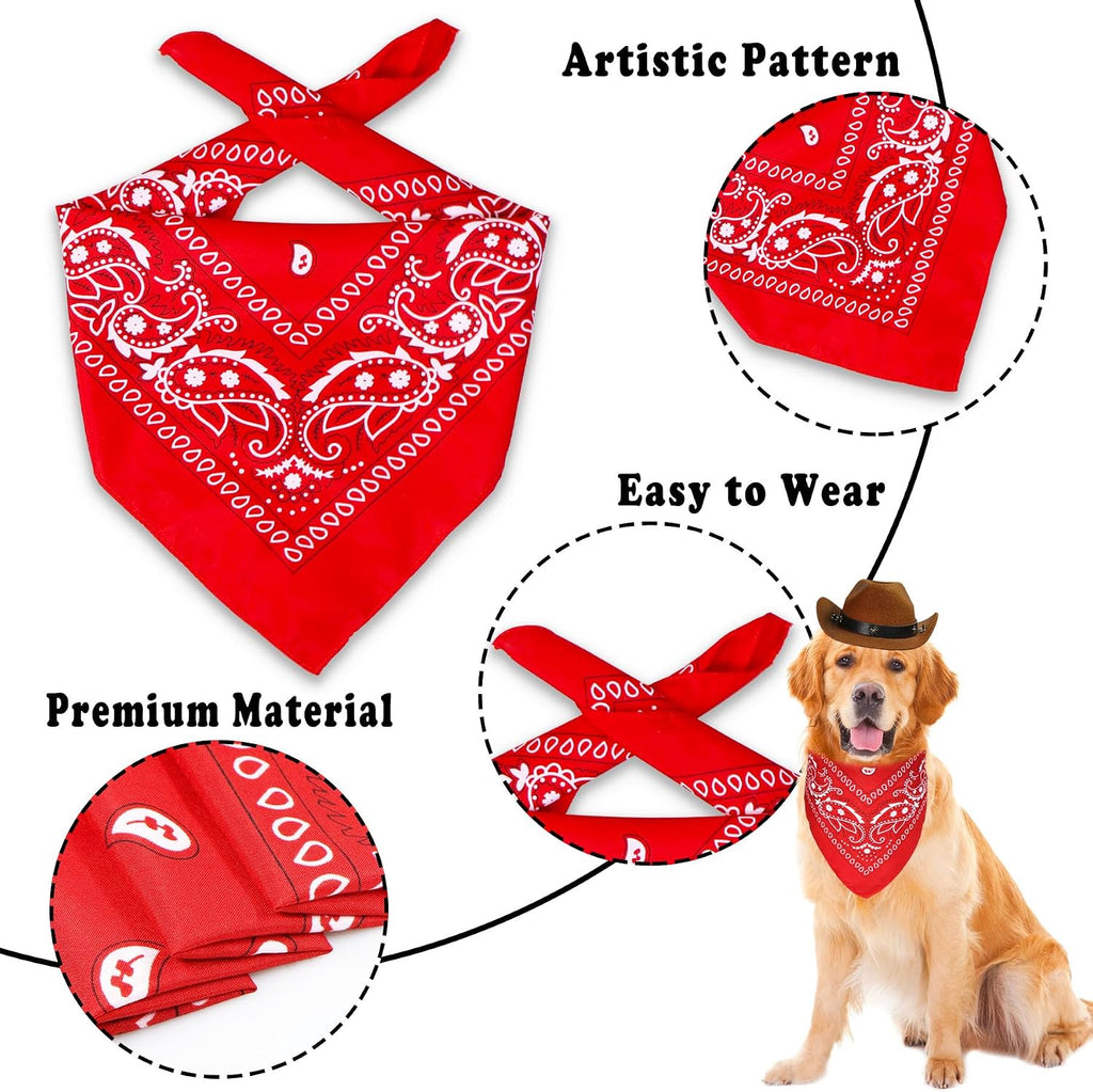 Goyoswa Halloween Dog Costume - Cowboy Hat & Bandana, Brown & Red, Large