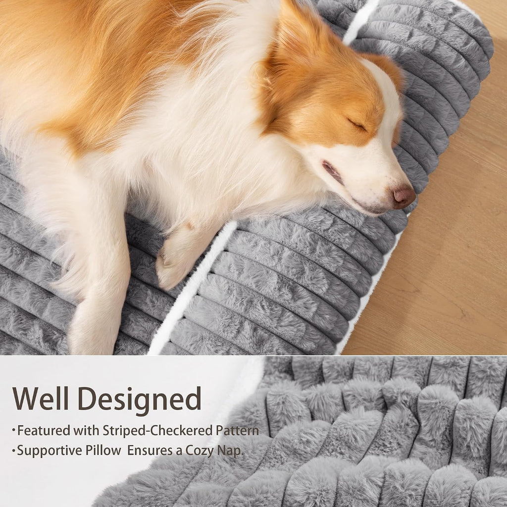 Orthopedic Large Dog Bed Pillow Soft Pet Sofa Bed 36''X24'' Grey