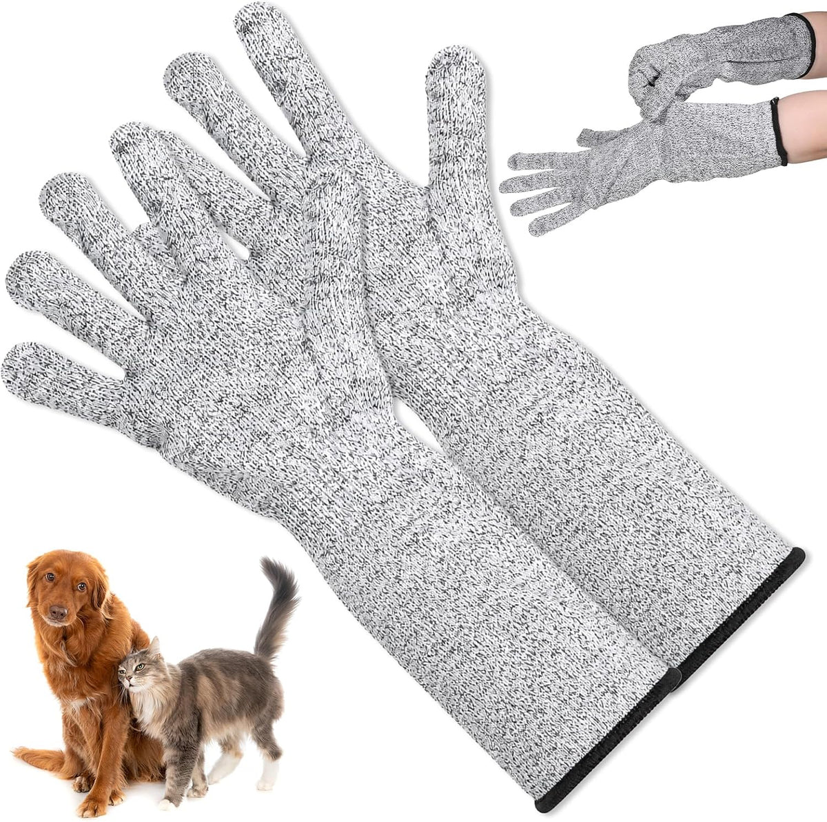 Cat Gloves Bite Proof, Pet Handling Gloves 13.8” Pet Grooming Glove