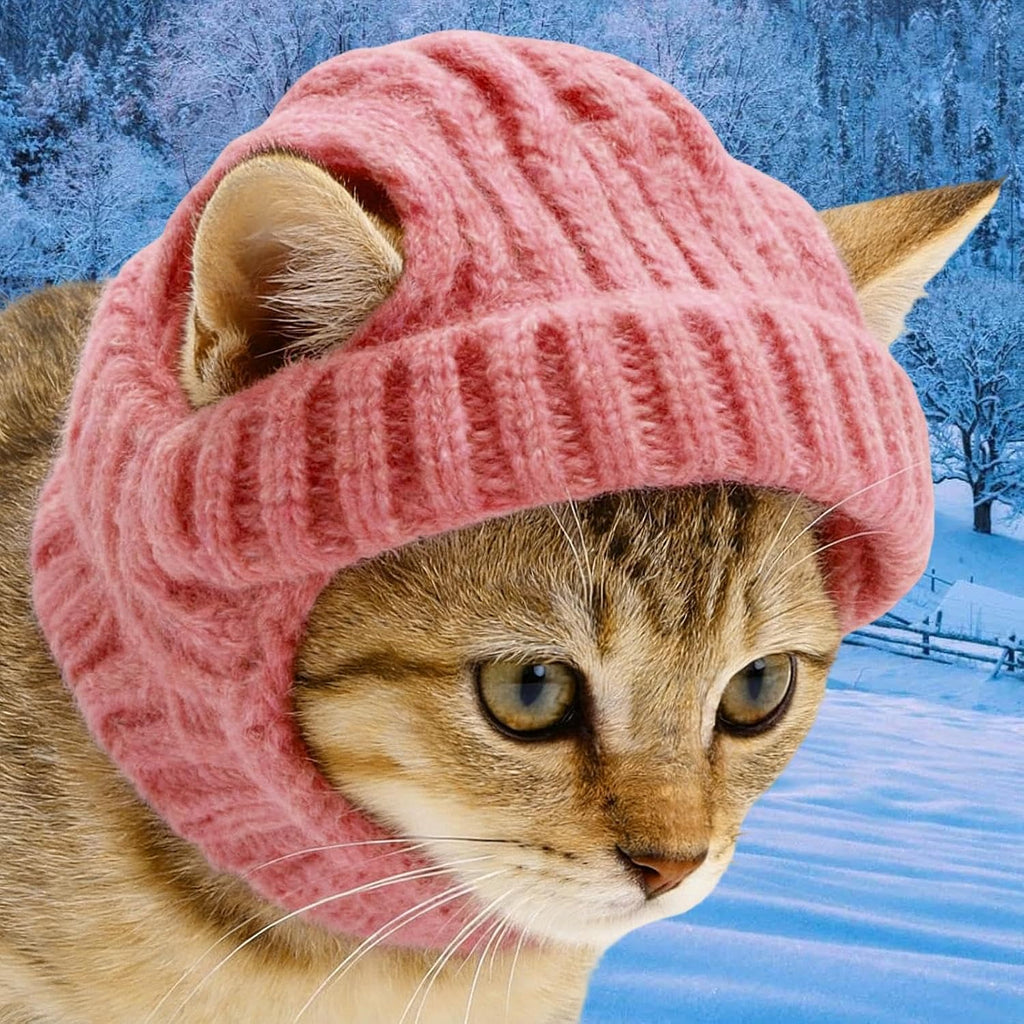 Knitted Winter Hats for Small Dogs, Dog Winter Hat with Ear Holes