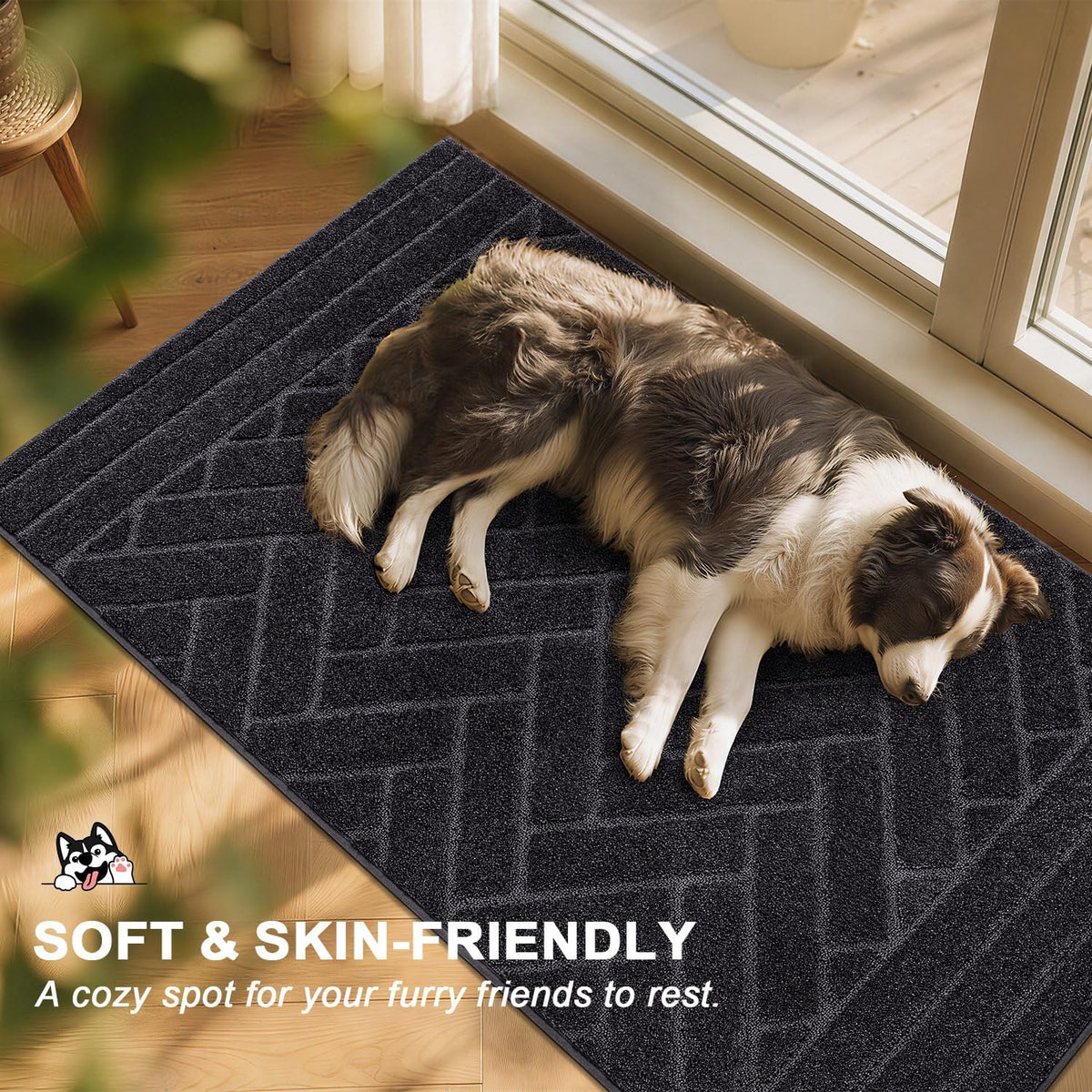 Dog Door Mat for Mud Paws, Dirt Trapper Mud Mat, 24"x59" Charcoal