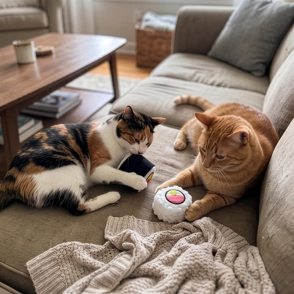 SPOT Sushi Roll Take-Out Cat Toys, Catnip and Crinkle Filled Soft Plush Toys for Indoor Cats, for Single or Multi-Cat Ho