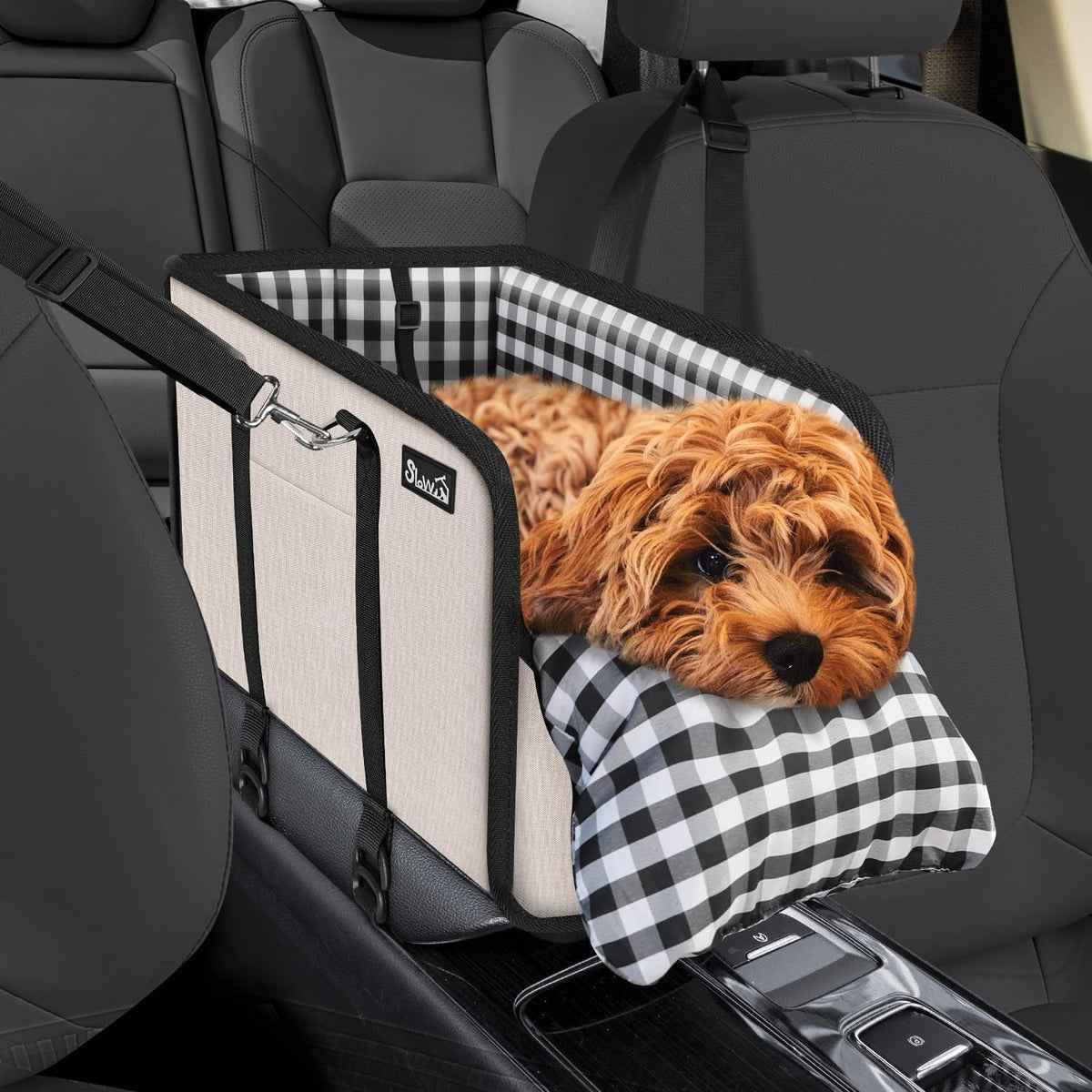 SlowTon Console Dog Car Seat, Dog Booster Seat for Small Dogs Under 11lbs