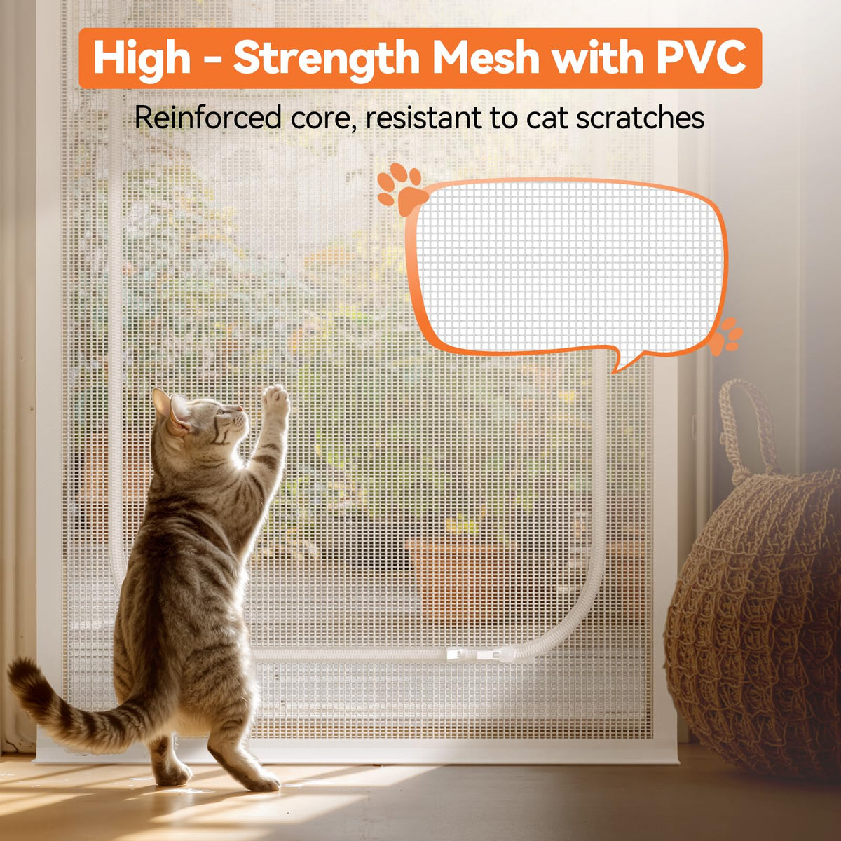 BFNN Cat Screen Door, Scratch Resistant Mesh Gate, Fit 32'' x 80'' Door, U