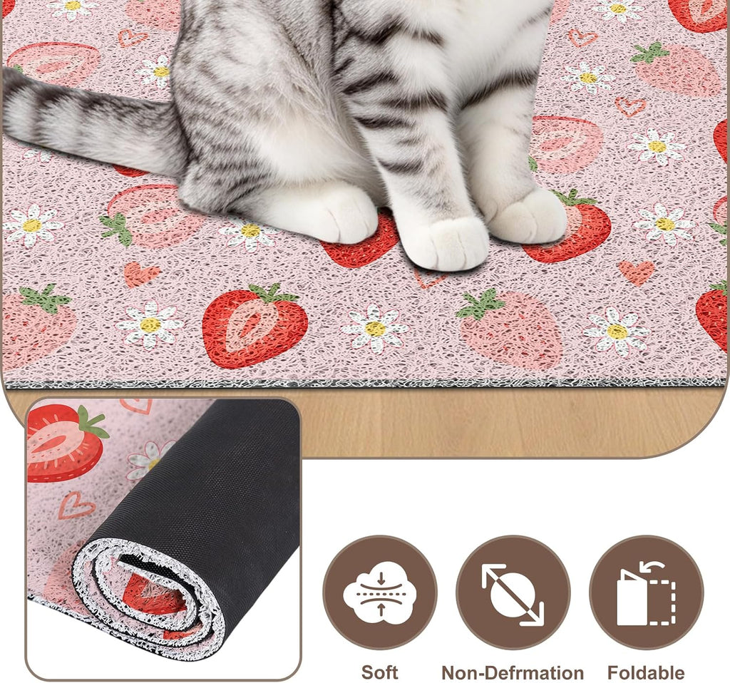 Cat Litter Mat, 24" x 16" Cute Litter Box Trapping Mat