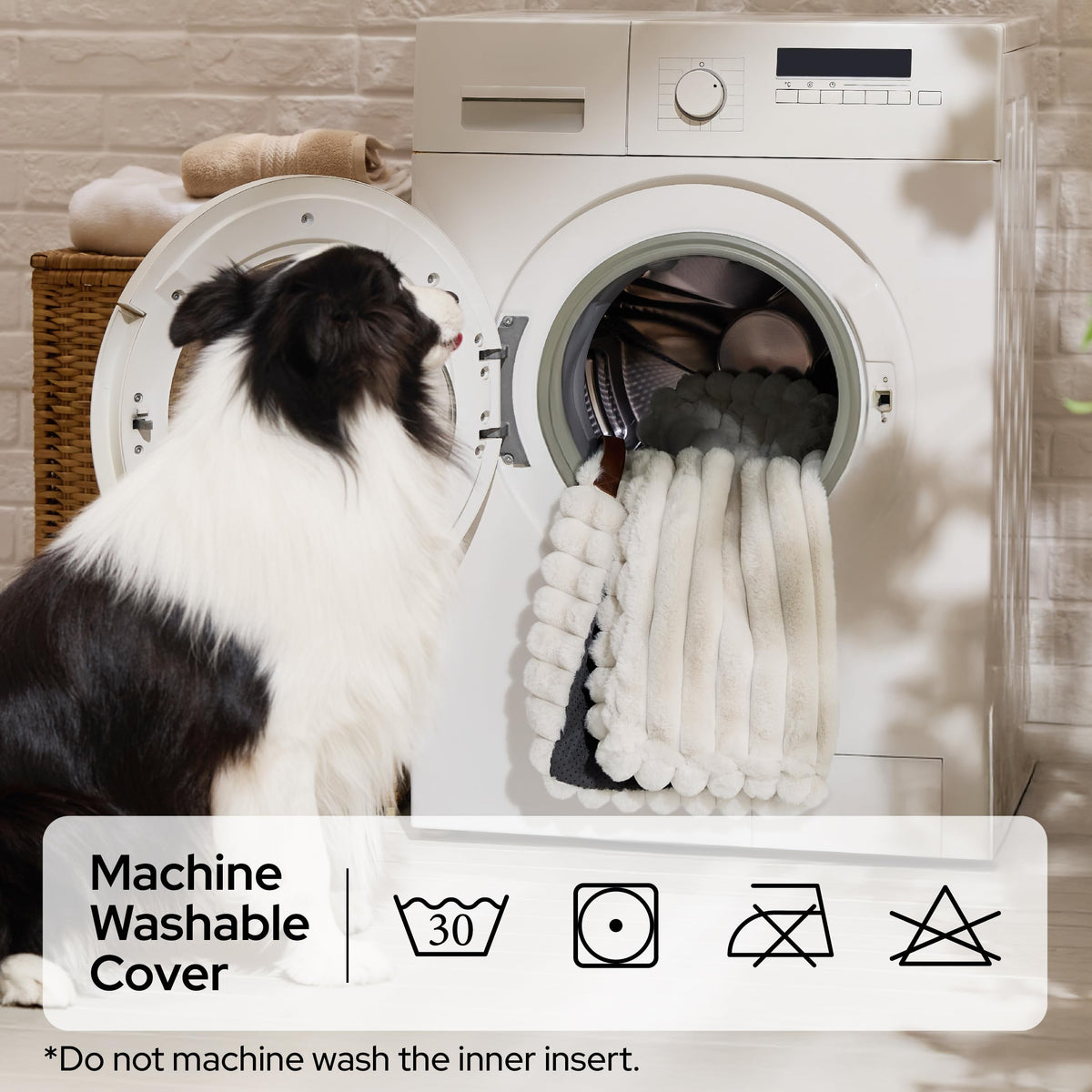 Bedsure ComfyFleece® Cute Dog Bed for Small Medium Dogs Washable,25in Cream