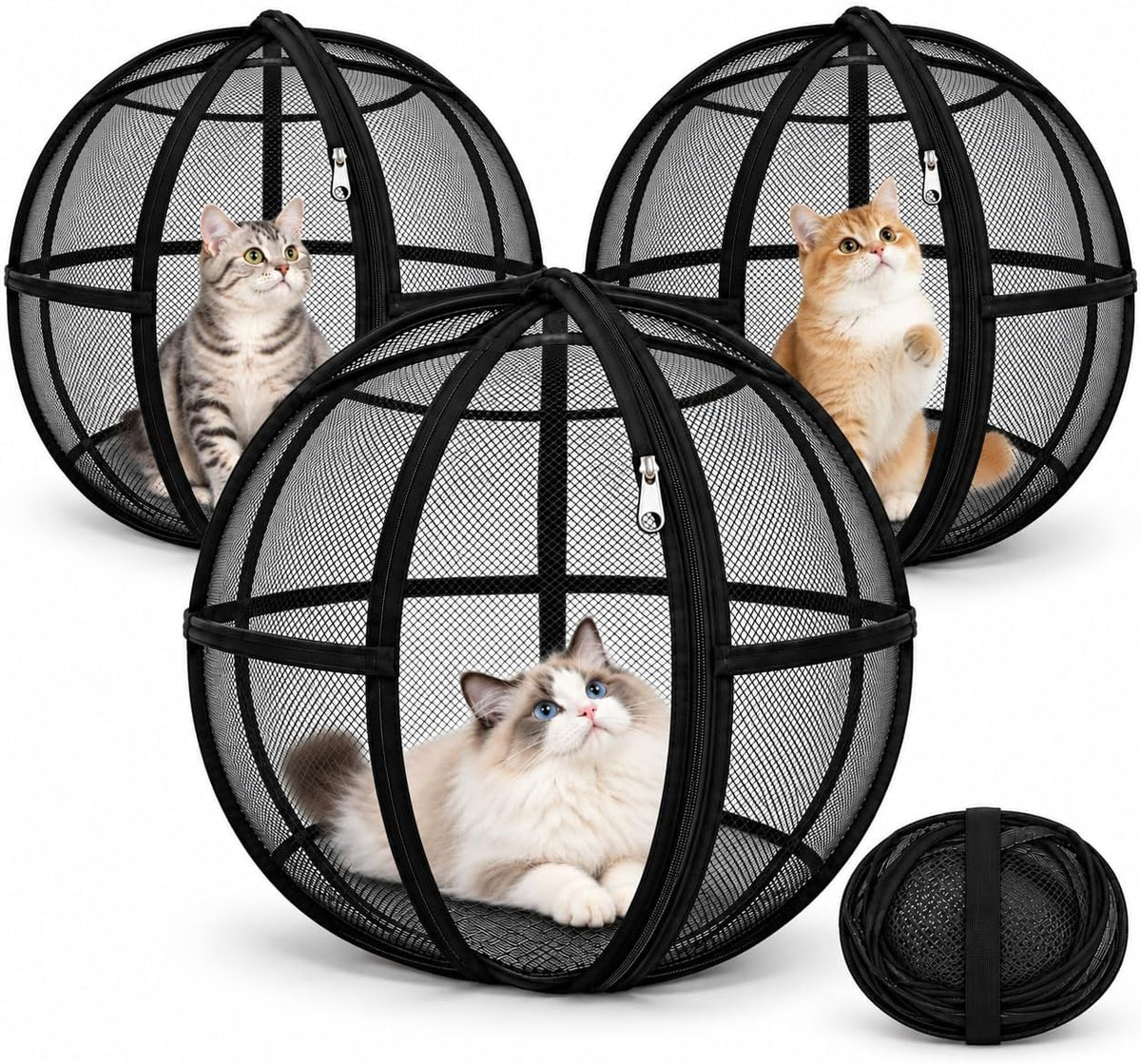 Giant Hamster Ball for Cats, 27.56 in Foldable Mesh Cat Playpen，2 Pcs