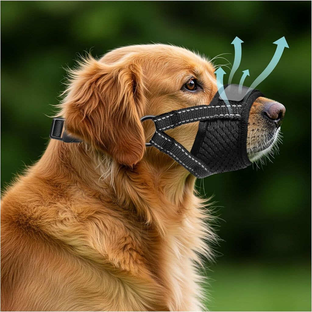 Dog Muzzle for Large Dogs - Air Mesh Muzzle for Large Sized Dog | Adjustable No Bark Dogs Muzzles for Scavenging Licking