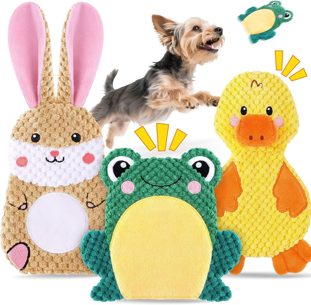 XIUGOAL Dog Toys to Keep Them Busy, 3 Pack No Stuffing Interactive Dog Toys with Crinkle, Squeaky Puppy Chew Toys for Sm