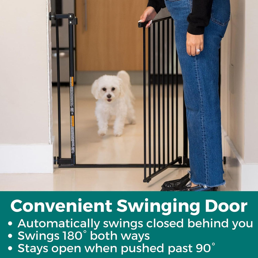 MYPET StepSafe Walk-Thru Pet Gate; 29-40" Wide, 30" Tall, Black