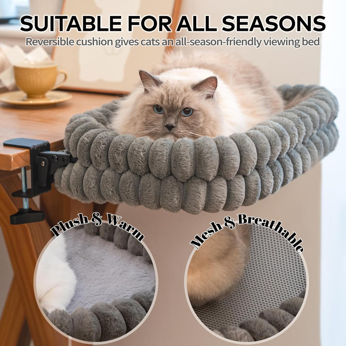 CHEERPALS Cloud Cat Bed Desk Mounted Hammock for Indoor Cats Perch Foldable