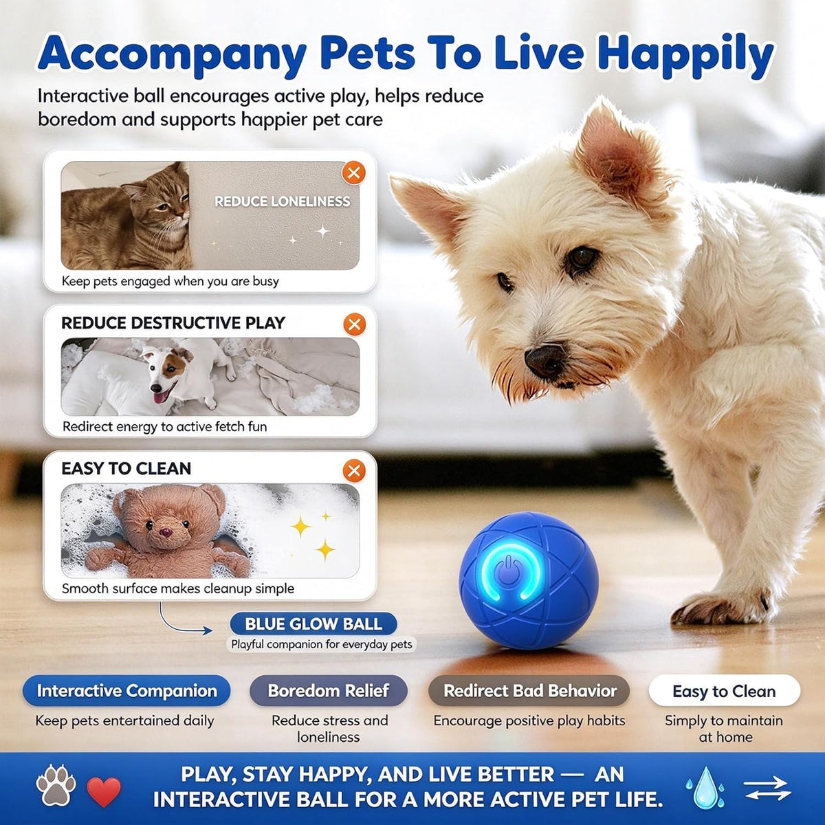 Zig Paw Ball, ZigPaw Ball for Dogs,Smart Dog Ball Large，Blue
