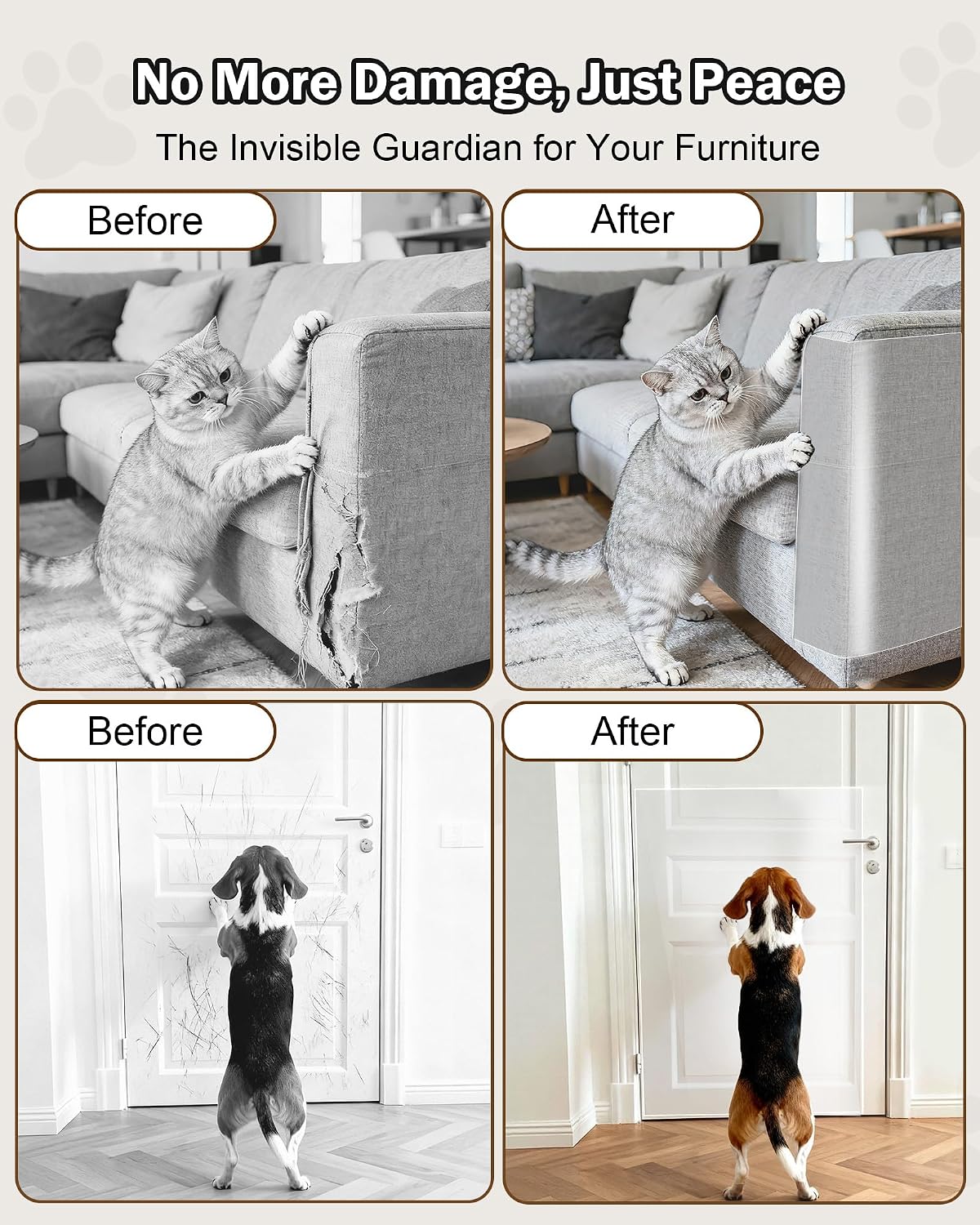 Cat Scratch Furniture Protector Couch - 1 Roll Clear PET 7.9 x 196.8 Inch