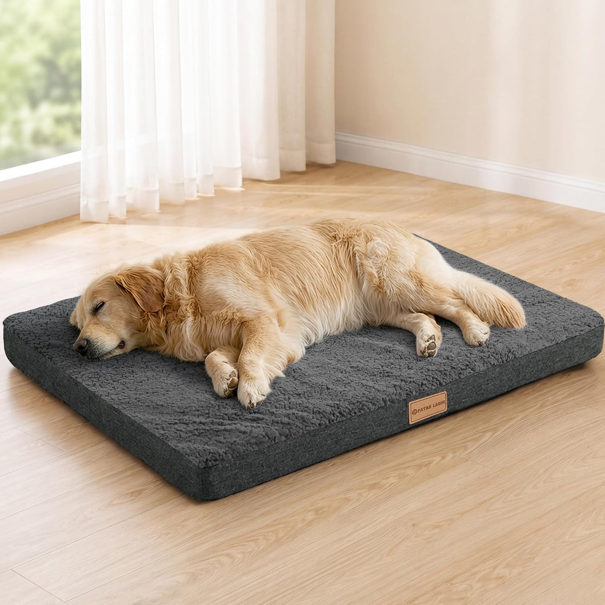 Patas Lague Orthopedic Large Dog Bed Washable Pet Sofa Mat 36''X24'' Black