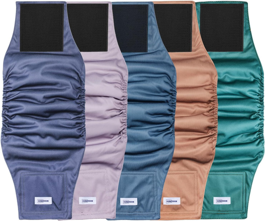 Reusable Dog Diapers Male, Premium Washable Belly Bands for Dogs, Pack of 5, High Absorbing Small Dog Wraps for Doggie &