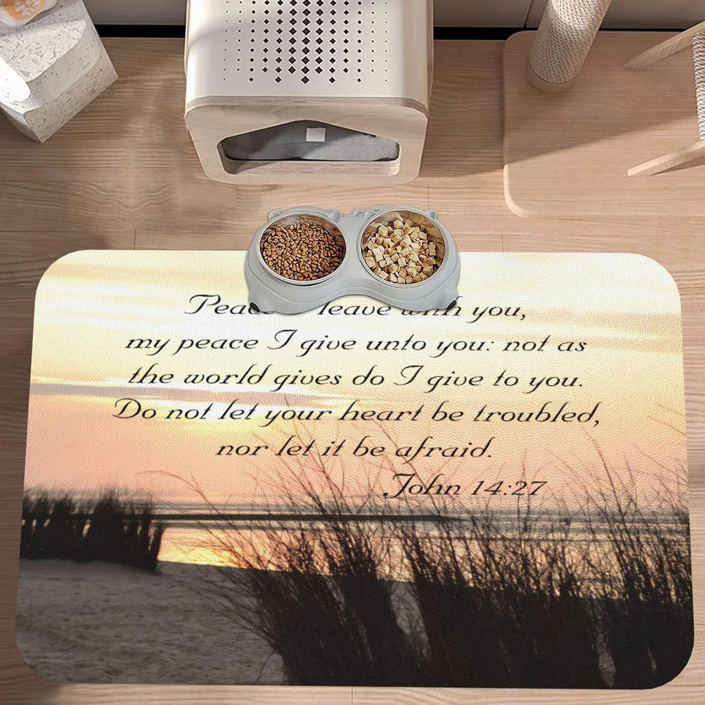 John My Peace I Give to You, Bible Verse Classic Round Cat and Dog Quick Drying Leather Pet Non Slip Placemat 30x45cm