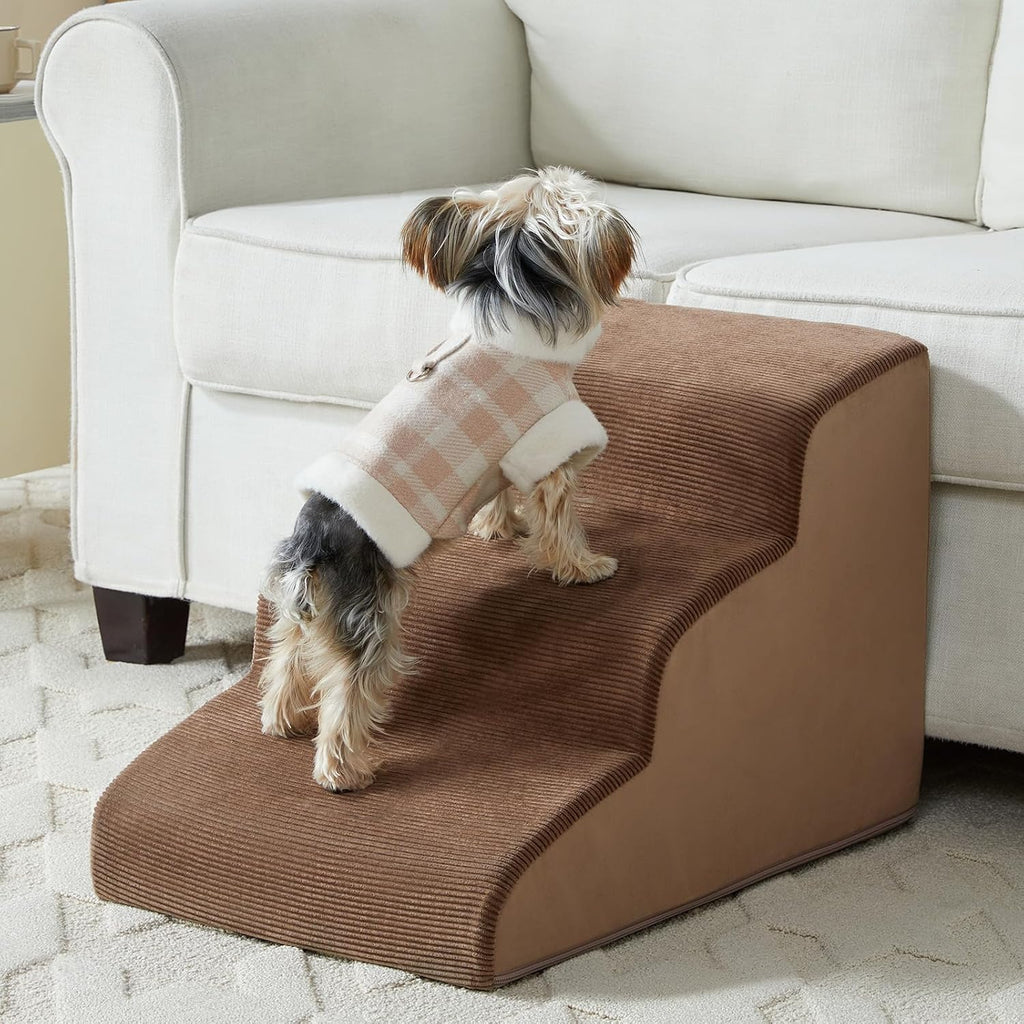 Dog Stairs for Small Dogs, 2-Steps Dog Ramp for Couch, Pet Stairs with Highly Supportive Foam and Non-Slip Bottom, Pet S