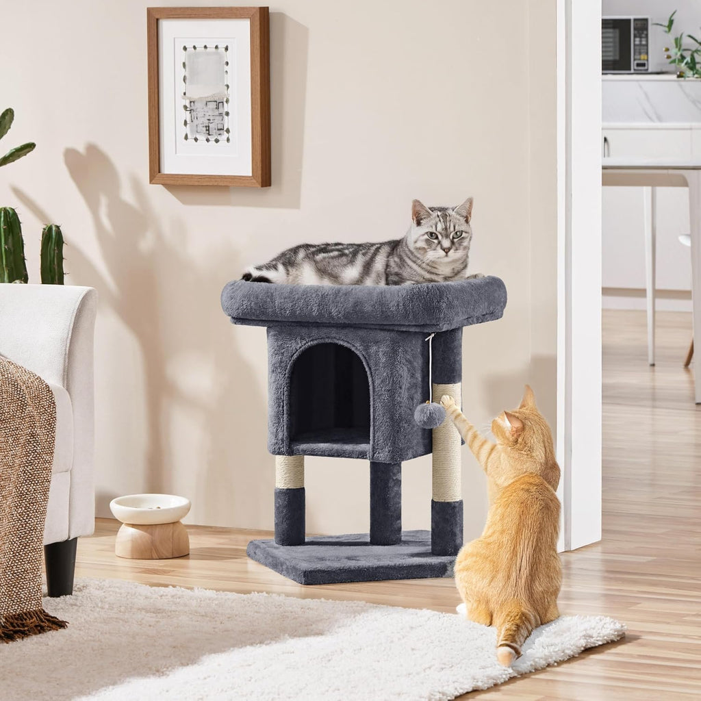 Yaheetech Small Cat Tree 23.5in for Kittens & Senior Cats, Low Profile Gray