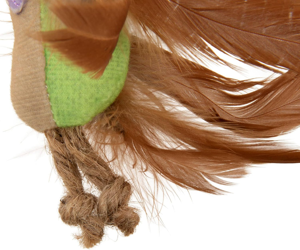 Instincts by SmartyKat 2-Pack HappyNip Love Mates Feather Birds Plush Cat Toys, Contains Catnip & Silvervine - Orange/Gr