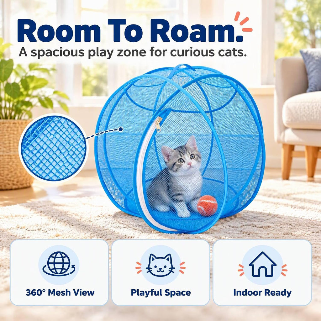 360° Panoramic Pop-Up Rolling Cat Playpen Ball Giant Cat Hamster Ball