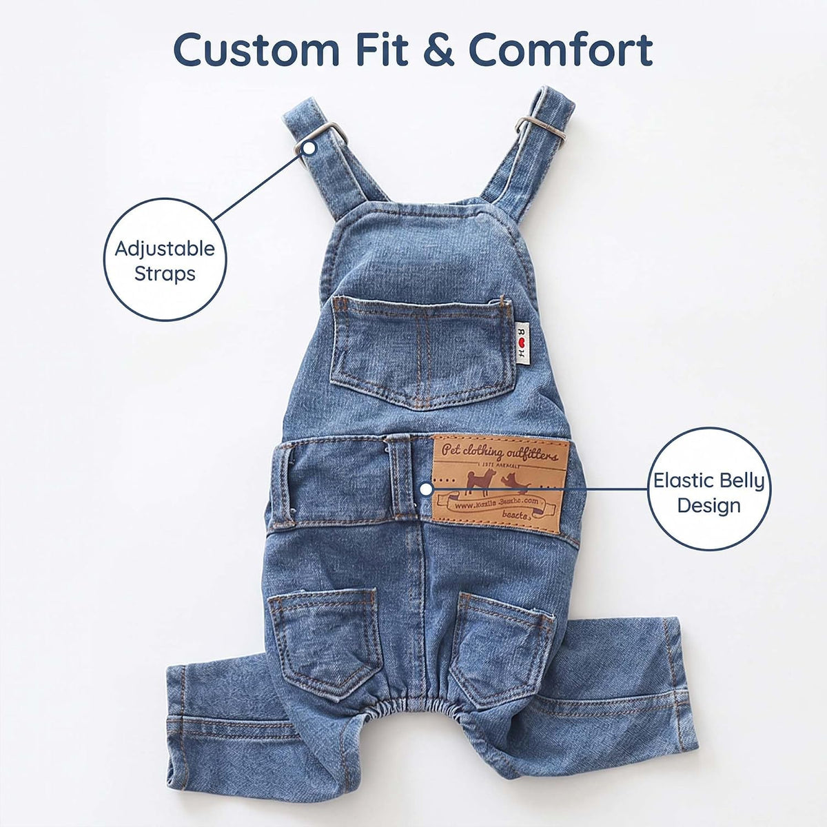 Dog Denim Overalls Pet Jeans Jumpsuit Four Legs Clothes Outfits,L