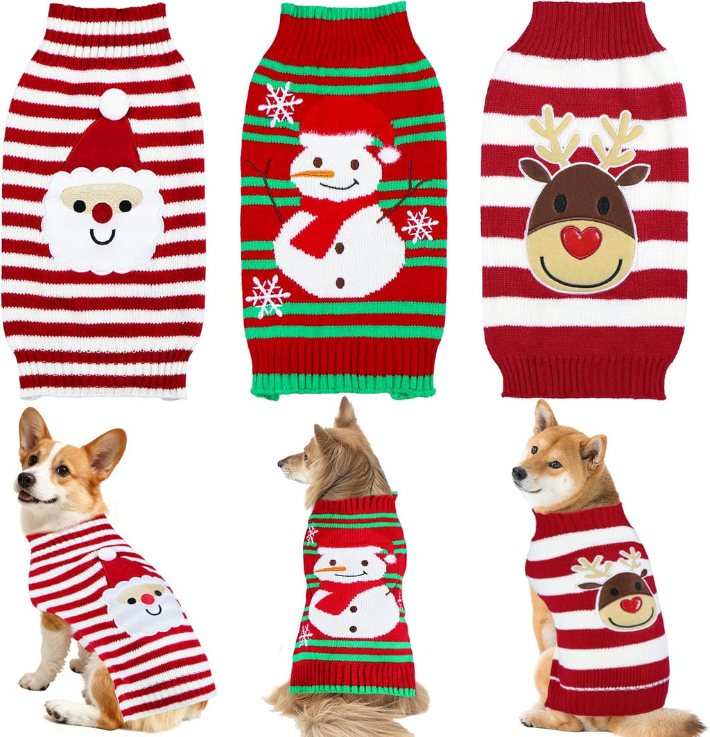 3 Pack Dog Halloween Thanksgiving Christmas Holiday Sweater for Dogs (Medium)