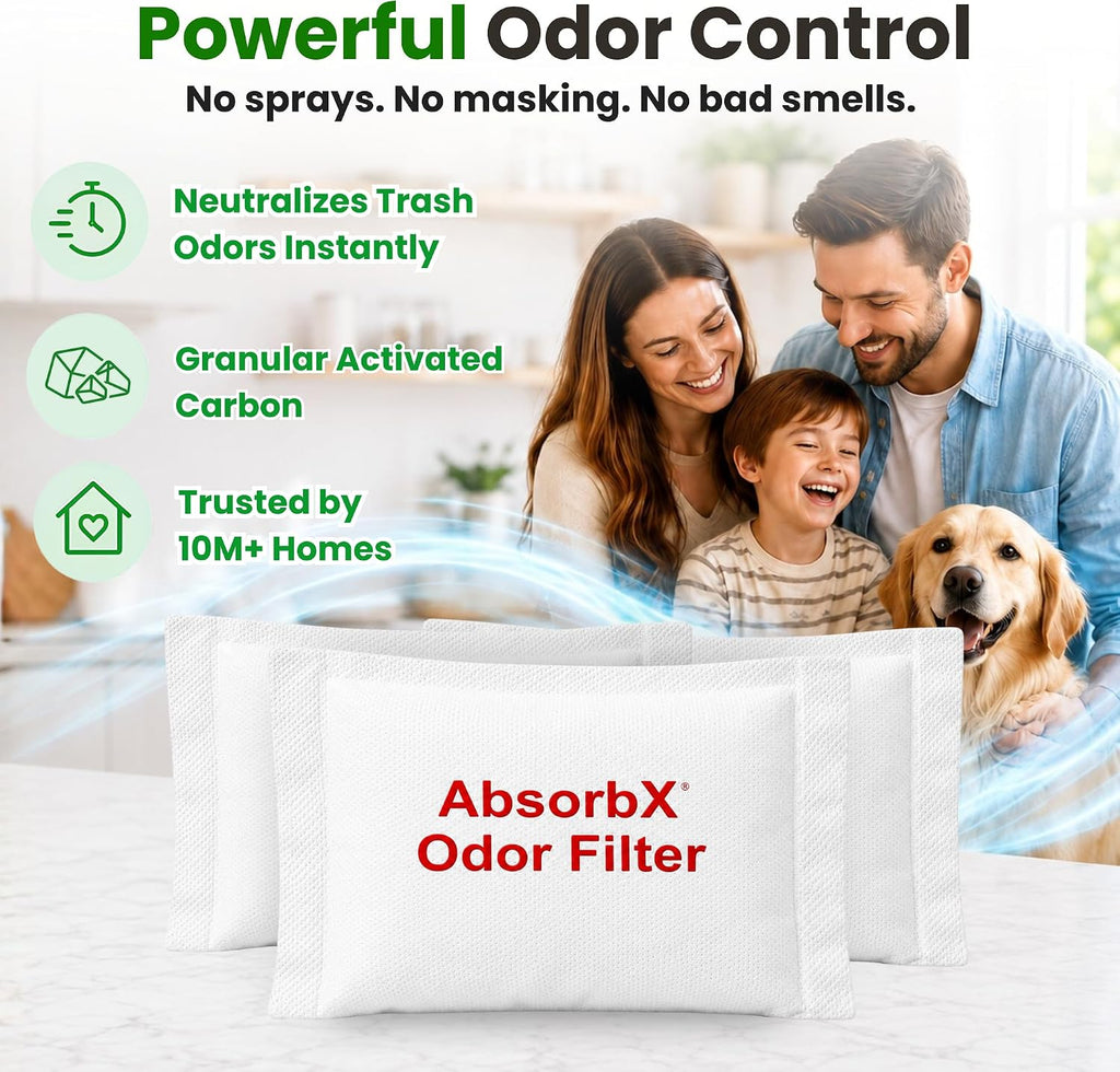 iTouchless Official AbsorbX Activated Carbon Trash Can Odor Filter 3-Pack