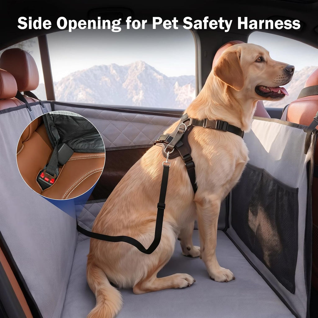 MIXJOY Dog Car Seat for Large Medium Dogs, Back Seat Extender for Pets, Waterproof Pet Carseat for Medium Sized Dog, Ham