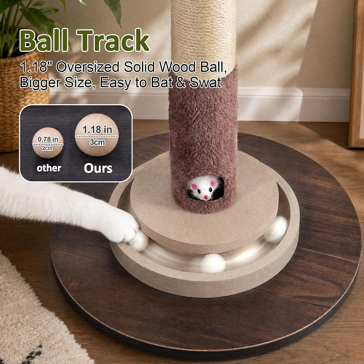 40" Cat Scratching Post, Natural Sisal Rope Cat Scratcher Tree