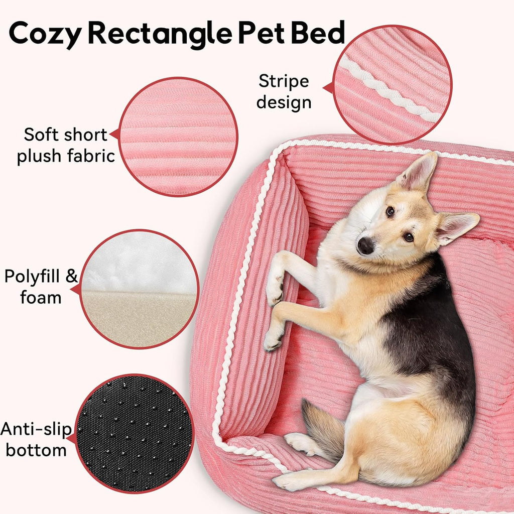 Zerbuger 25in Pink Rectangle Cat Dog Bed Machine Washable Sleeping Sofa