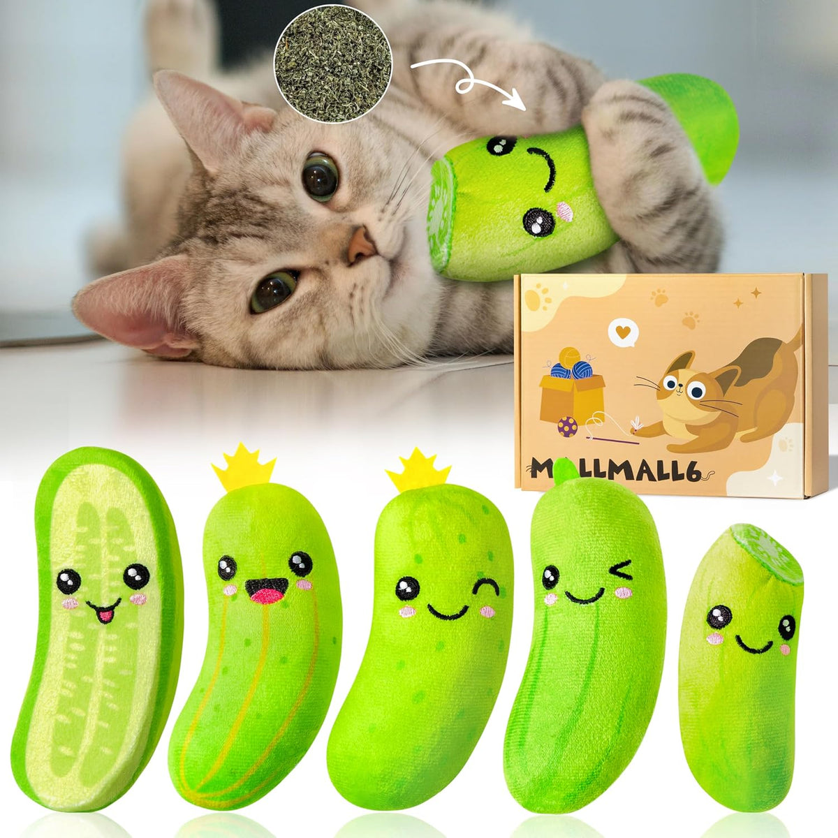 Catnip Toys for Cat - 5Pcs Dino Nuggets Cat Toy, Indoor Kitten Chew Bite Kick Dinosaur Chicken Nugget Catmint Interactiv