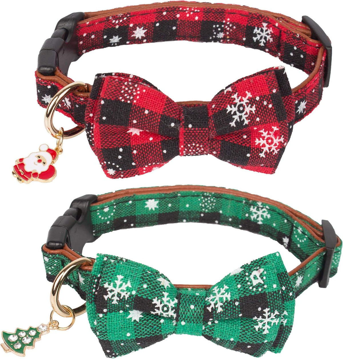 Fall Dog Collar 2 Pack, Orange Plaid Thanksgiving Shirt Collar, M