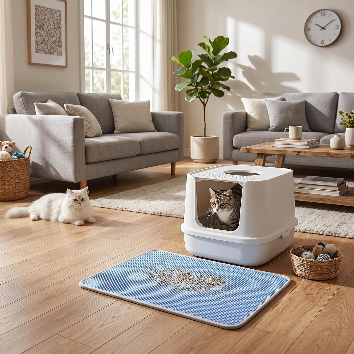 Silicone Cat Litter Mat 60x35cm, Honeycomb Double Layer Waterproof