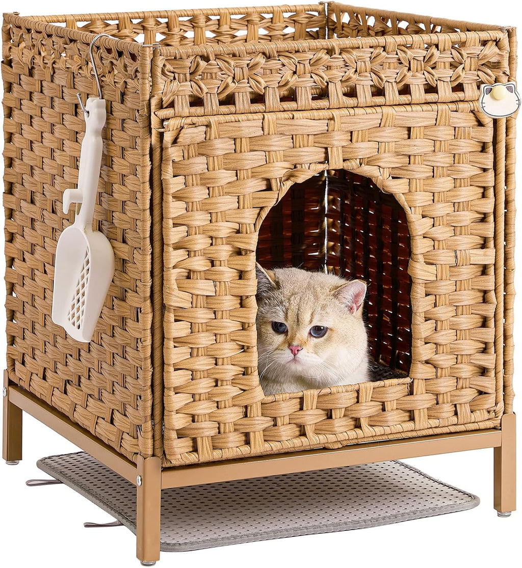 Cat Litter Box Enclosure Hidden Litter Box Furniture, Natural