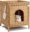 Cat Litter Box Enclosure Hidden Litter Box Furniture, Natural