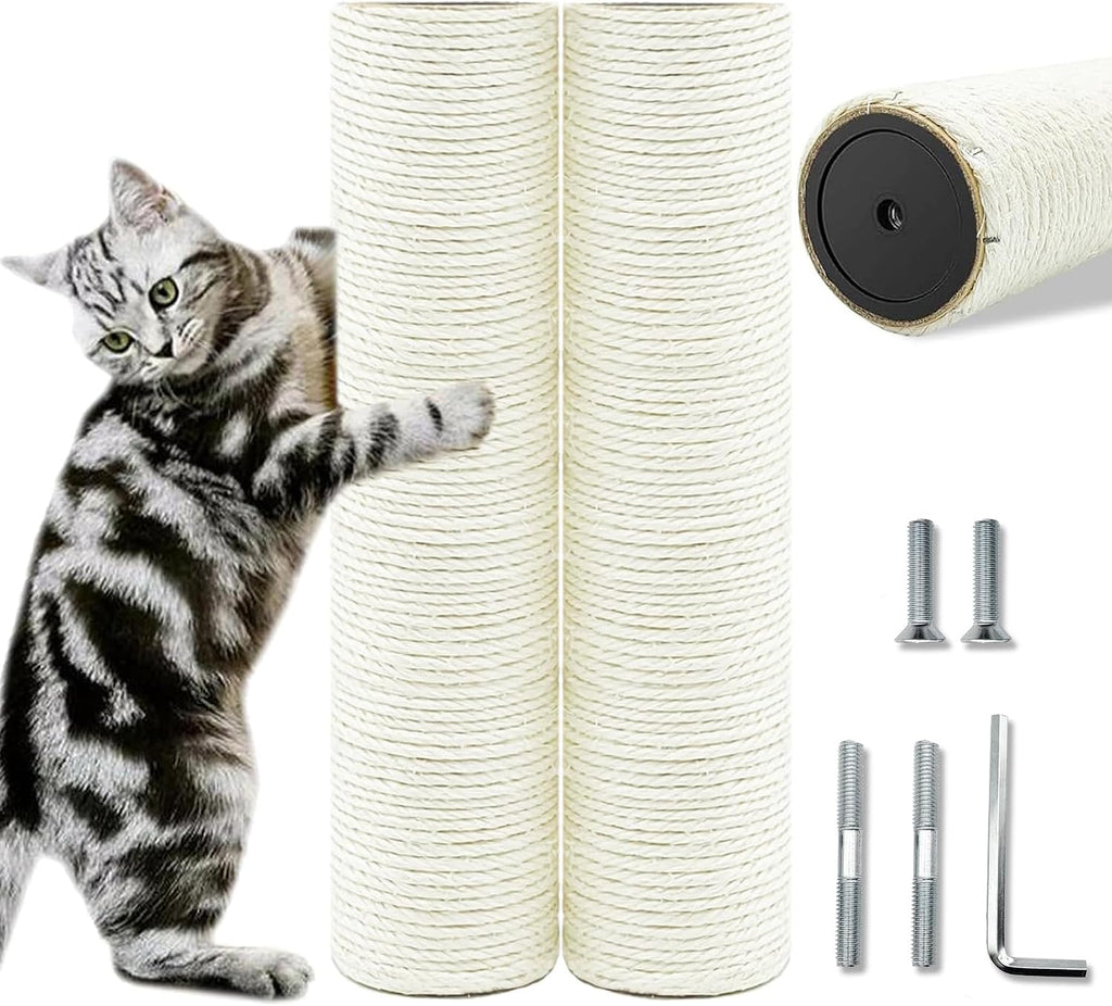Cat Scratching Post Replacement Pole, 2 PCS 15.7in Cat Tree Replacement Post, Natural Sisal Cat Tree Replacement Parts w