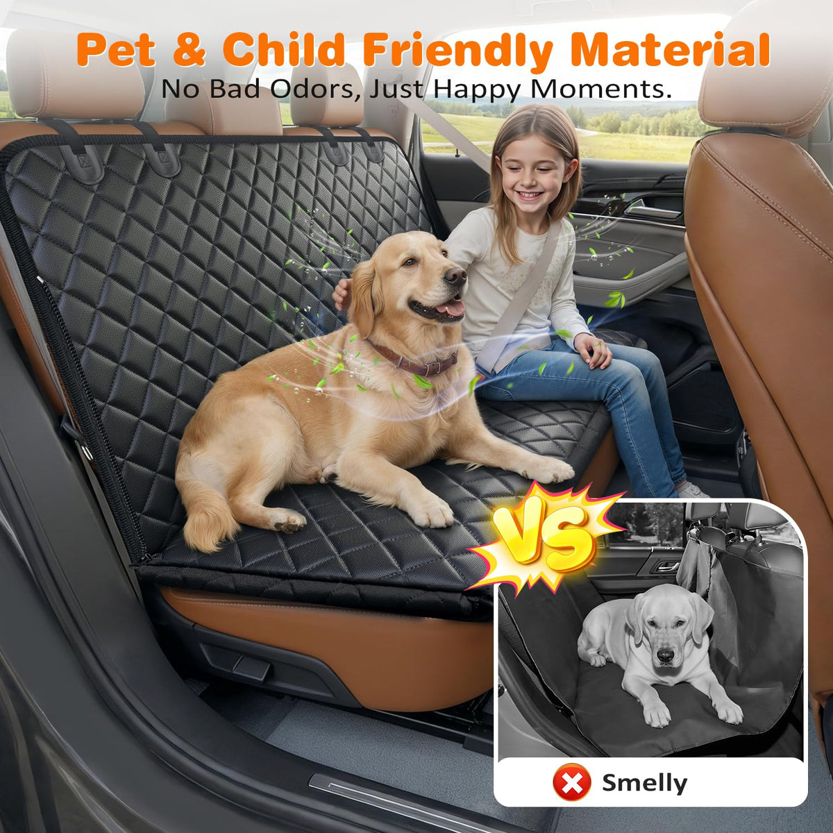 URPOWER 4 in 1 Dog Car Seat Cover for Back Seat, Waterproof Hammock