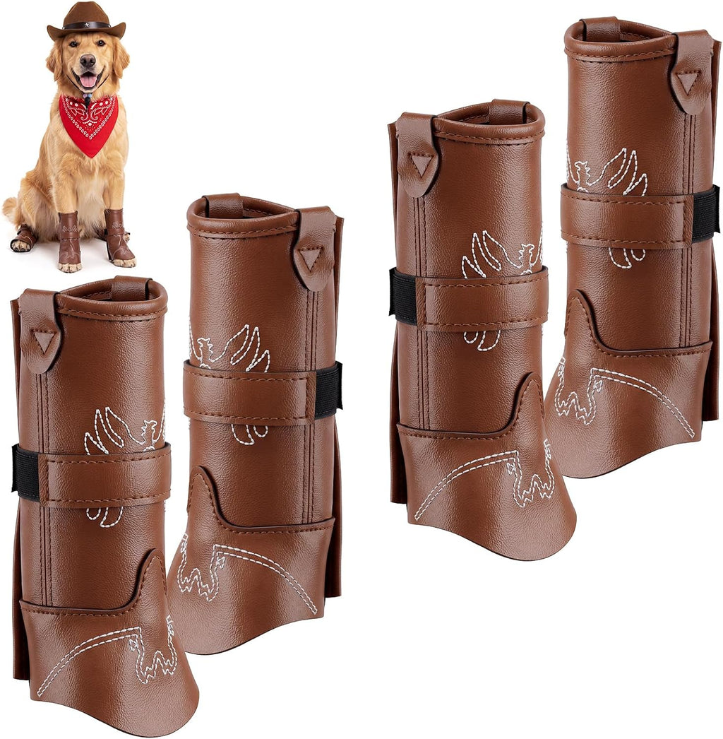 Sintege 2 Pair Cowboy Dog Boots for Large Dogs, Western Dog Costume Shoes