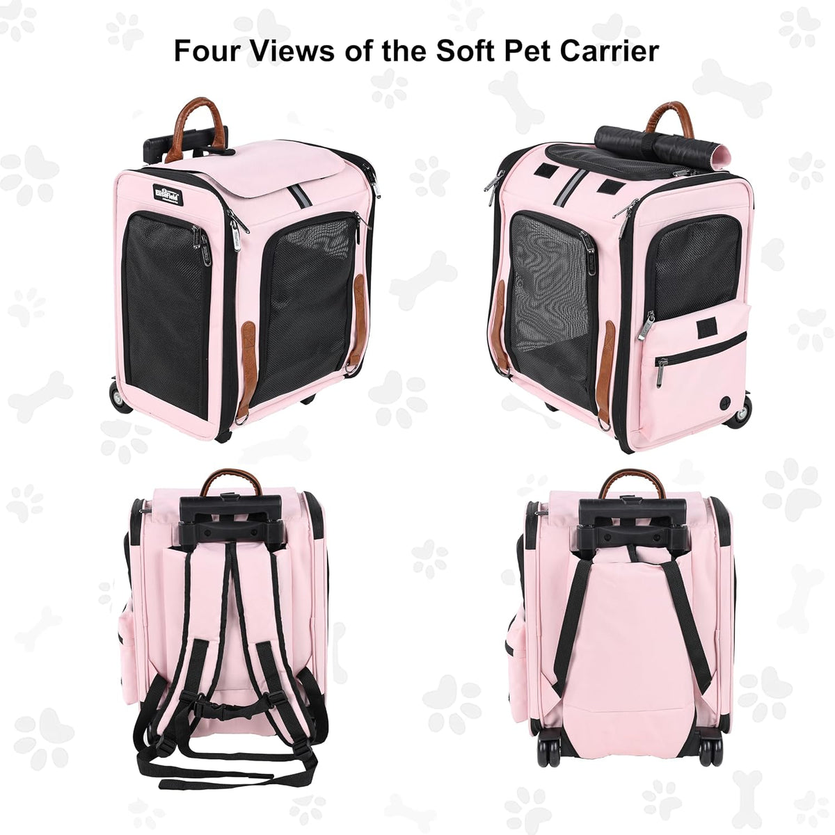EliteField Deluxe Rolling Backpack Dog & Cat Carrier (2-Year Warranty)