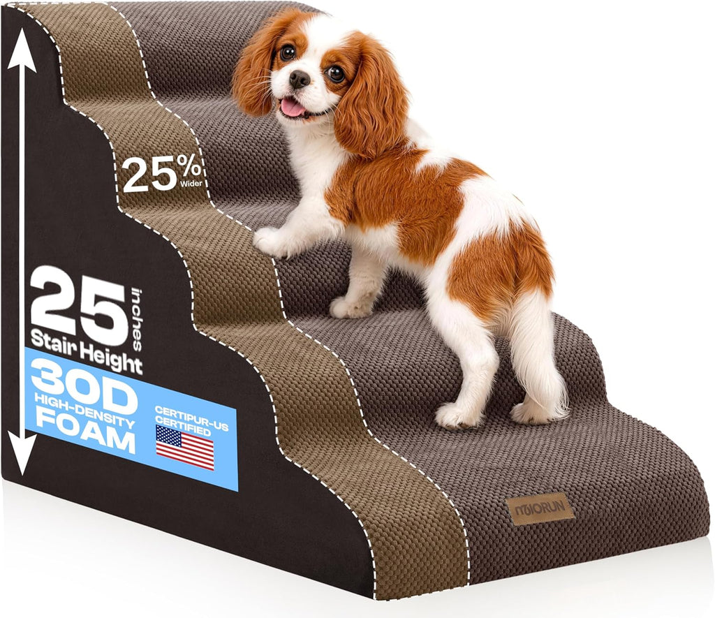 Miorun Extra Wide Dog Stairs for Large Dogs, 25"H Pet Steps for High Beds