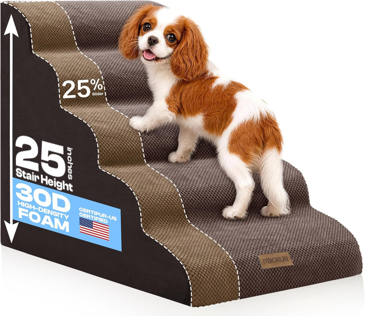 Miorun Extra Wide Dog Stairs for Large Dogs, 25"H Pet Steps for High Beds