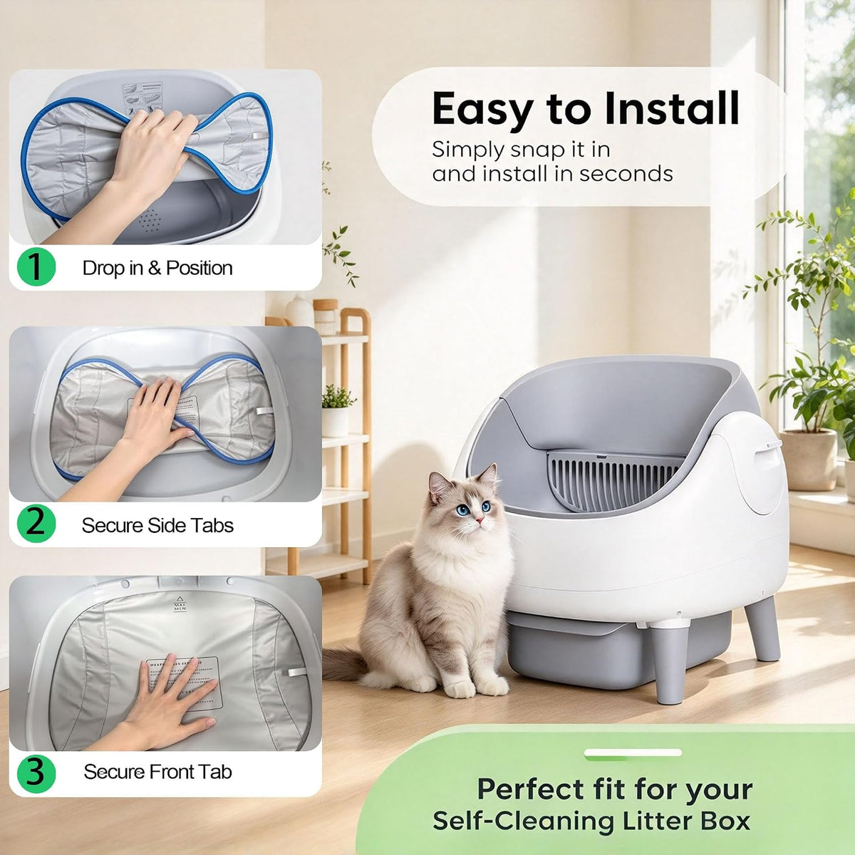 Waterproof Pads for PARUUNTYS/KITPLUS Open Top Self Cleaning Litter Box, Liner Replacement for Hazrela Automatic Litter 