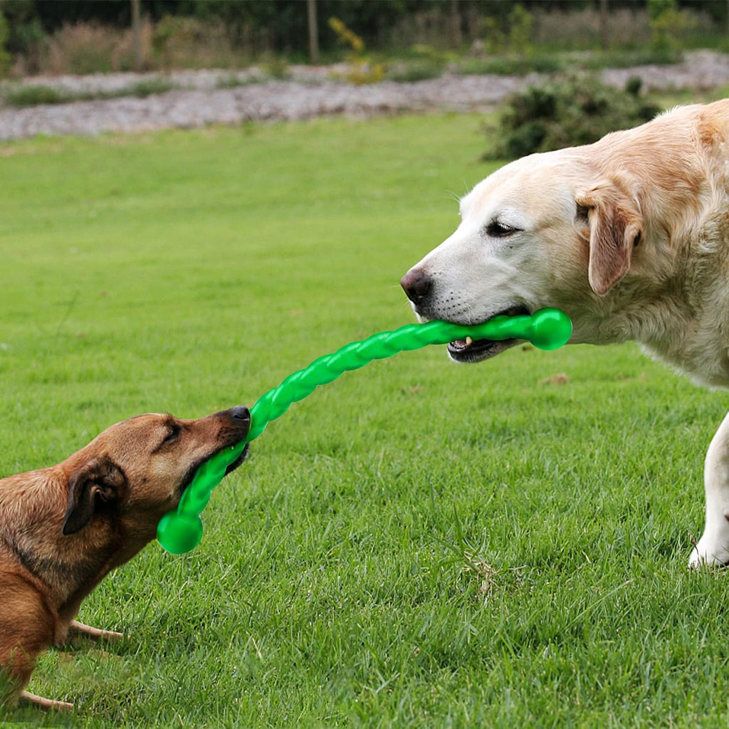 Dog Chew Toys 19'' Long for Medium/Large Dogs Aggressive Chewers, Rubber Dog Rope Toys Knot Teething Toys Almost Indestr