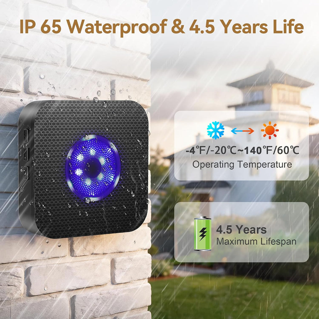 TECKNET Dog Door Bell, Dog Bells to Go Outside with 55 Melodies, 1000 Feet Range, 5 Volume (0-120dB) & 2 Modes, IP65 Wat